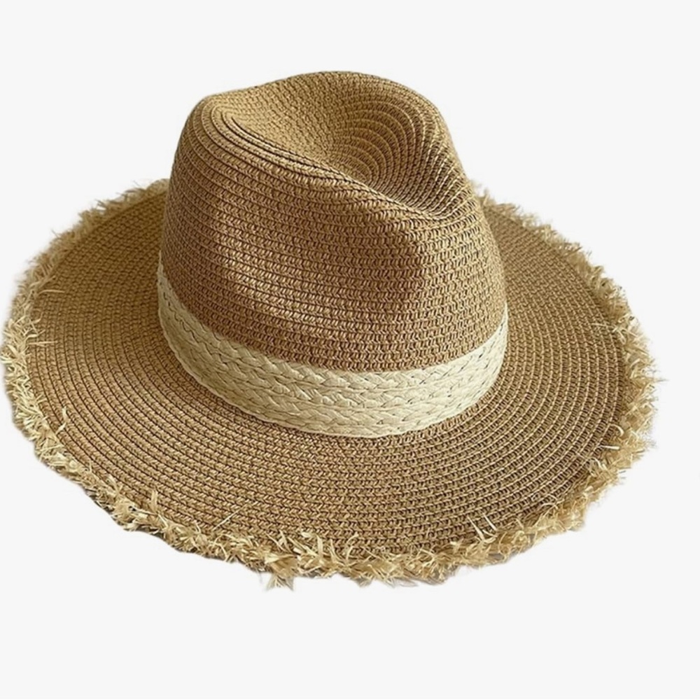 Brand New Fedora Wide Brim Hat Straw Panama Sun Hat